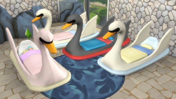  Simsworkshop: Swan Toddler Bed by BigUglyHag