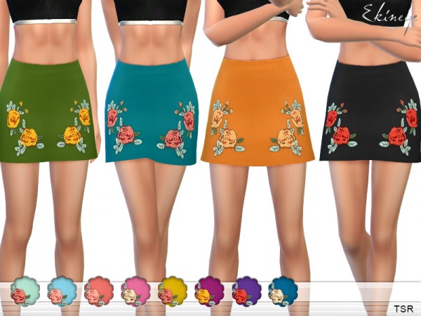  The Sims Resource: Rose Embroidered Mini Skirt by ekinege