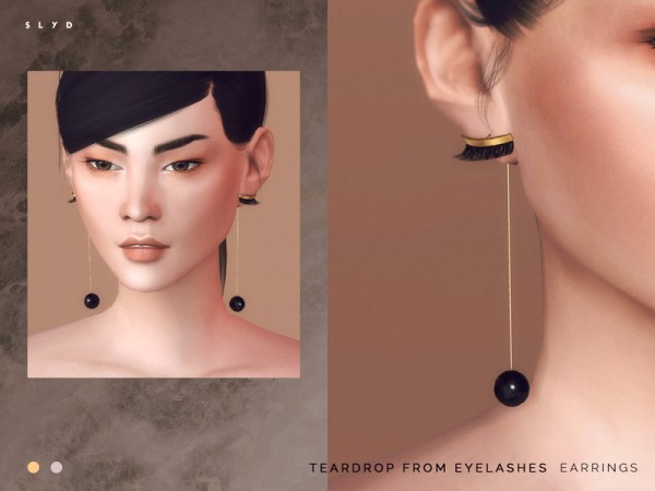  The Sims Resource: Teardrop from Eyelashes Earrings by SLYD