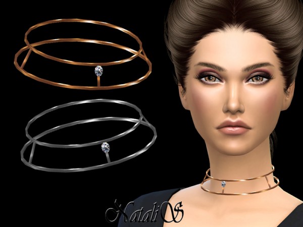  The Sims Resource: Skinny double necklace with crystal by NataliS