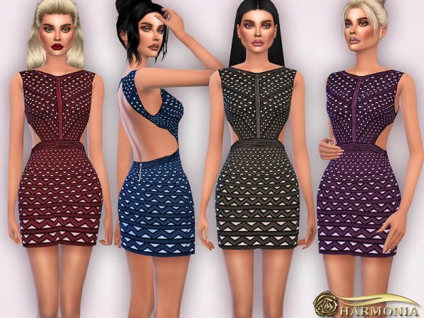  The Sims Resource: Cut out Bodycon Dress by Harmonia