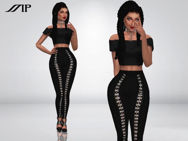  The Sims Resource: High Waist Snap Fastener Stretchy Leggings by MartyP