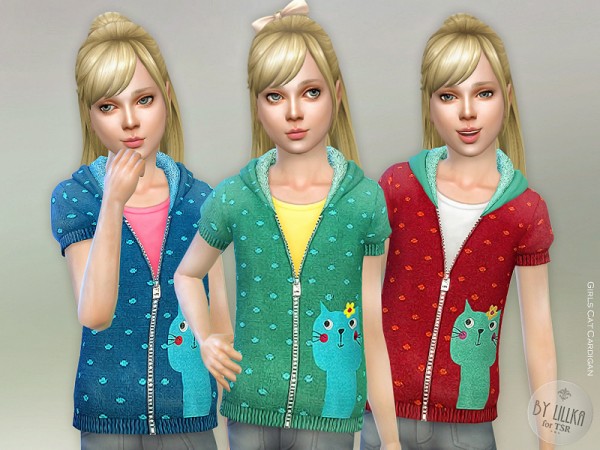  The Sims Resource: Girls Cat Cardigan by lillka