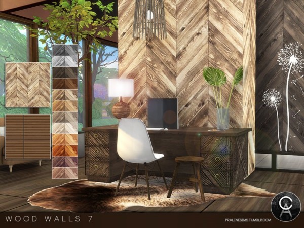  The Sims Resource: Wood Walls 7 by Pralinesims