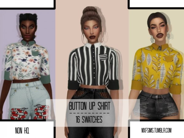  The Sims Resource: Button Up Shirt by mxfsims
