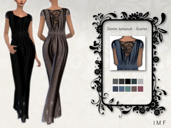  The Sims Resource: Denim Jumpsuit   Scarlet by IzzieMcFire