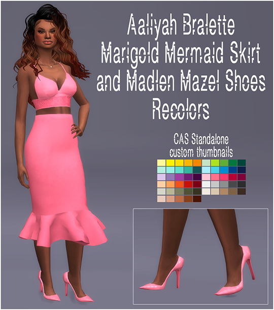  Simsworkshop: Aaliyah Bralette, Mermaid Skirt and Mazel Shoes Recolored by Sympxls