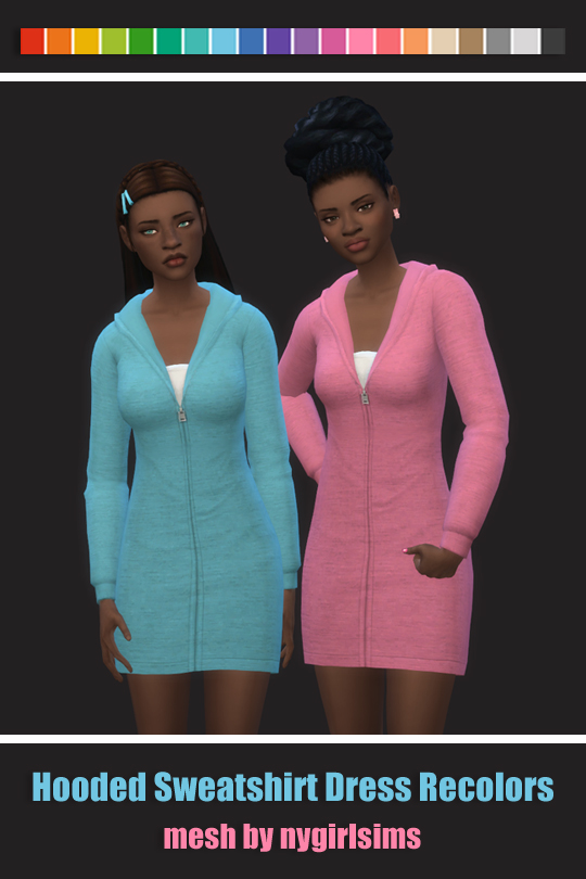  Simsworkshop: Hooded Sweatshirt Dress Recolors V2 by maimouth