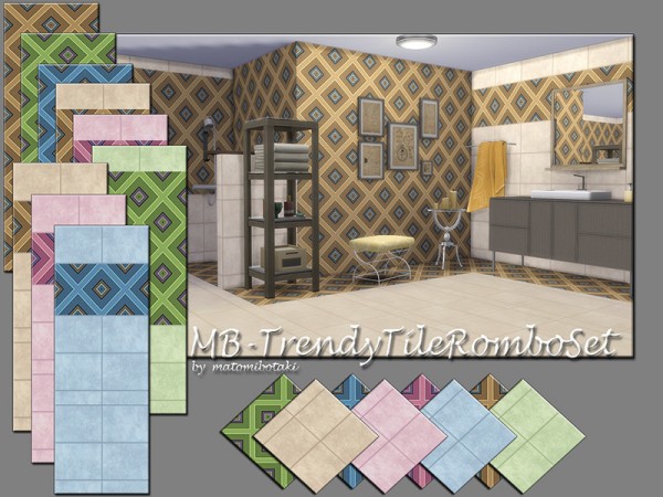  The Sims Resource: Trendy Tile Rombo Set by matomibotaki