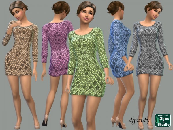  The Sims Resource: Mini Dress with Crochet Overlay by dgandy