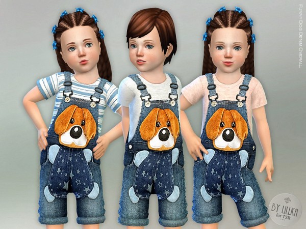  The Sims Resource: Funny Dog Denim Overall by lillka