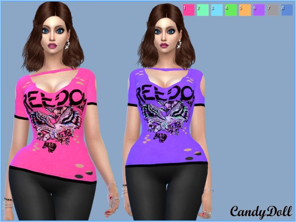  The Sims Resource: Choker Freedom Print Tee by CandyDolluk