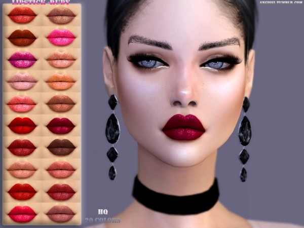  The Sims Resource: Lipstick  RUBY by ANGISSI