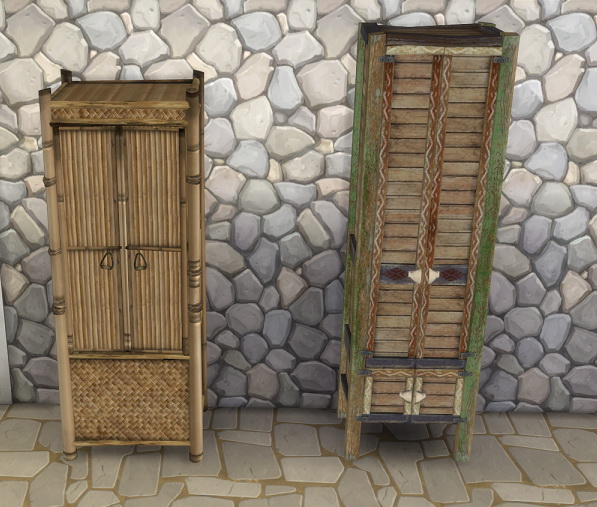  Simsworkshop: Castaway Stories Small Bamboo And Survival Armoires by BigUglyHag