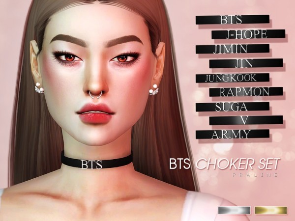  The Sims Resource: BTS Choker Set by Pralinesims