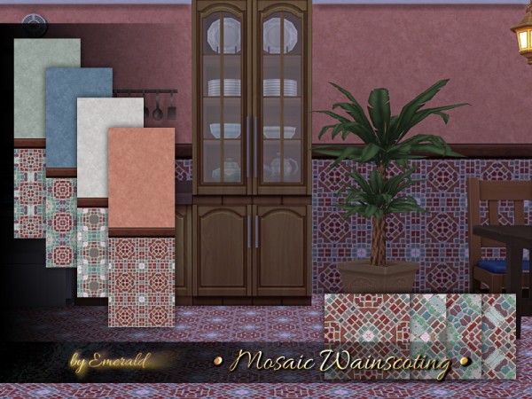  The Sims Resource: Mosaic Wainscoting by emerald