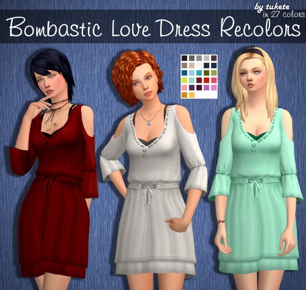 Tukete: Bombastic Love Dress Recolors • Sims 4 Downloads