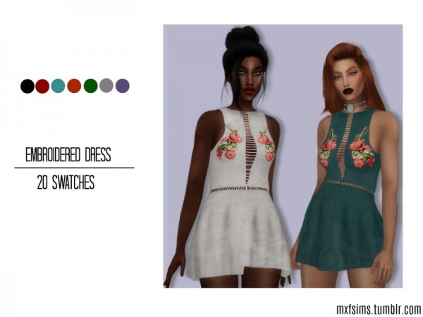  The Sims Resource: Embroidered Dress by mxfsims