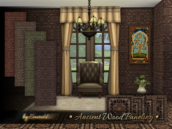  The Sims Resource: Ancient Wood Paneling by emerald