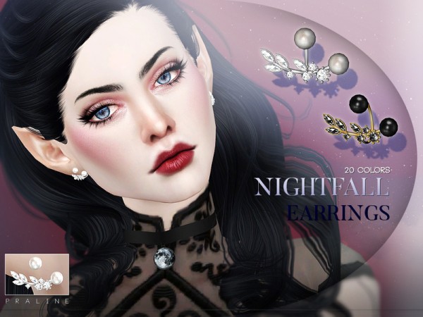  The Sims Resource: Nightfall Earrings by Pralinesims