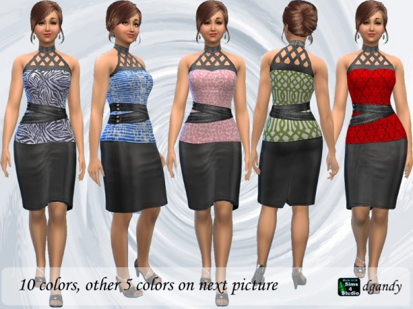  The Sims Resource: Leather Skirt with Lyrca and Leather Top by dgandy