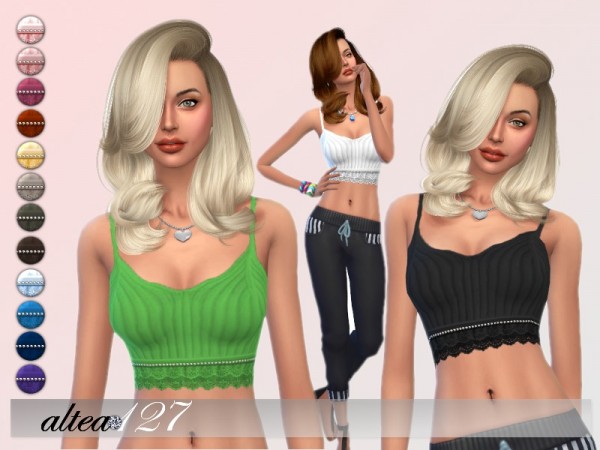  The Sims Resource: Scallop Edged Halterneck Swimsuit by Harmonia