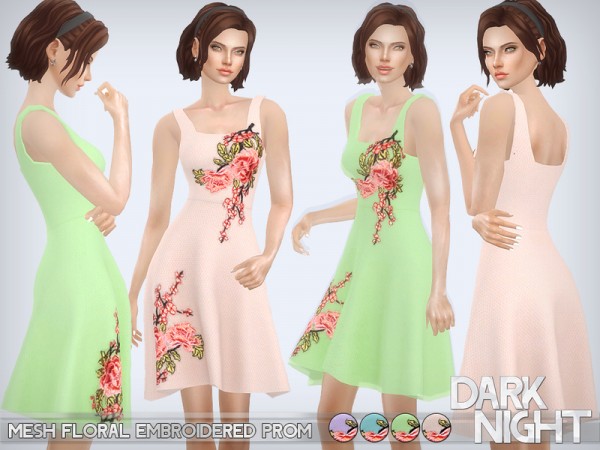  The Sims Resource: Mesh Floral Embroidered Prom by DarkNighTt