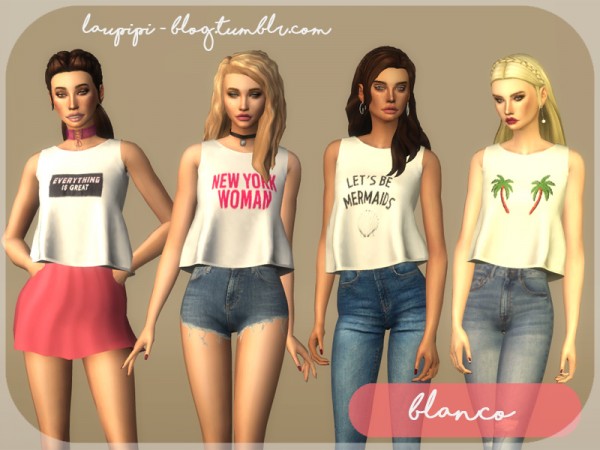  The Sims Resource: Blanco t shirt by Laupipi