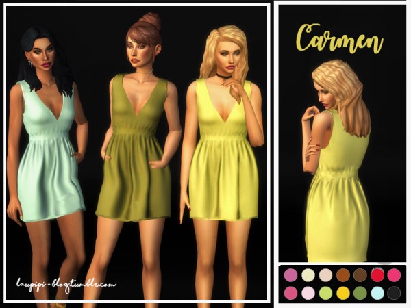  The Sims Resource: Carmen dress by laupipi