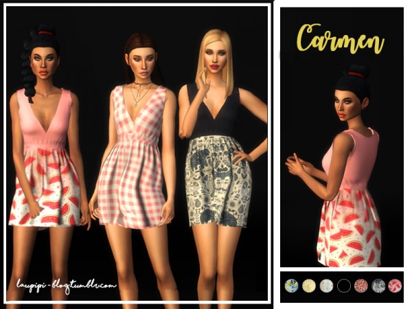  The Sims Resource: Carmen dress by laupipi