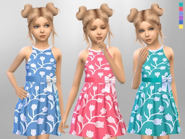  The Sims Resource: Girls Floral Halter Dress by SweetDreamsZzzzz