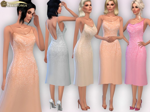  The Sims Resource: Sequin Drenched Evening Dress by Harmonia