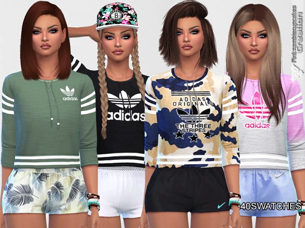  The Sims Resource: Athletic Sweatshirts Collection by Pinkzombiecupcakes