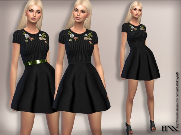  The Sims Resource: Mini Dress with Embroidery by EsyraM