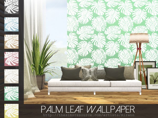  The Sims Resource: Palm Leaf Wallpaper by Rirann