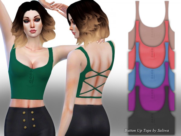 The Sims Resource: Button Up Casual Tops by Saliwa