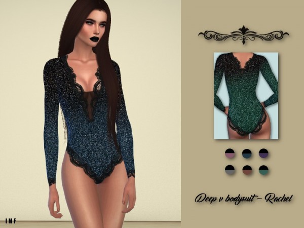  The Sims Resource: Deep V Bodysuit   Rachel by IzzieMcFire