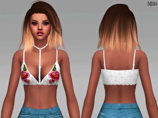  The Sims Resource: Rosie Choker Bralette Top by Margeh 75