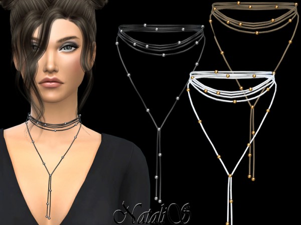  The Sims Resource: Metal and Suede Choker by NataliS