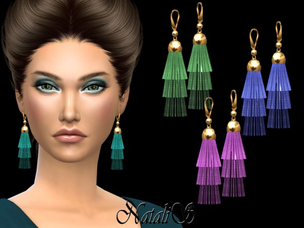  The Sims Resource: Tiered Tassel Earrings by NataliS