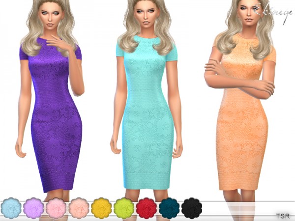  The Sims Resource: Lace Pencil Dress by ekinege