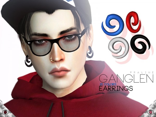  The Sims Resource: Ganglen Earrings by Pralinesims