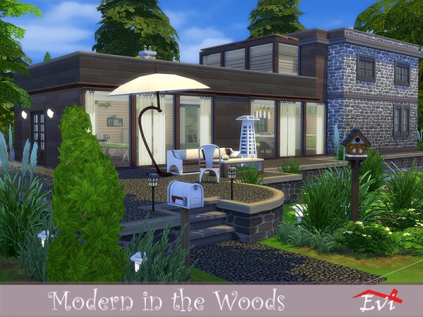  The Sims Resource: Modern in the Woods house by evi