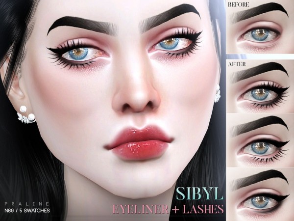  The Sims Resource: Sibyl Eyeliner and Lashes N69 by Pralinesims