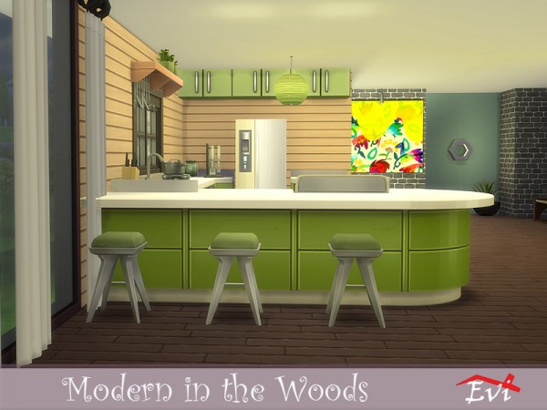  The Sims Resource: Modern in the Woods house by evi