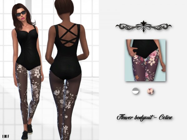  The Sims Resource: Flower Bodysuit   Celine by IzzieMcFire
