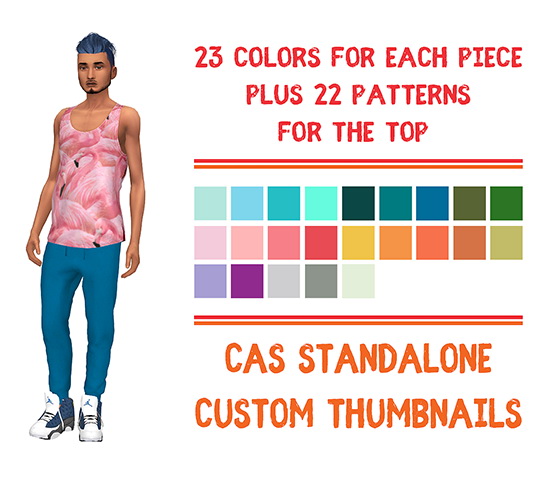  Simsworkshop: Loos and Cut Tank Top and Male Joggers Recolored by Sympxls