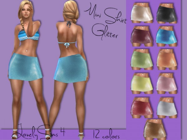  Simsworkshop: Mini skirt Glitter 12 color by MaKySeK1989
