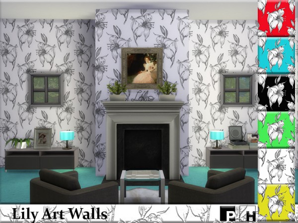  The Sims Resource: Lily Art Walls by Pinkfizzzzz