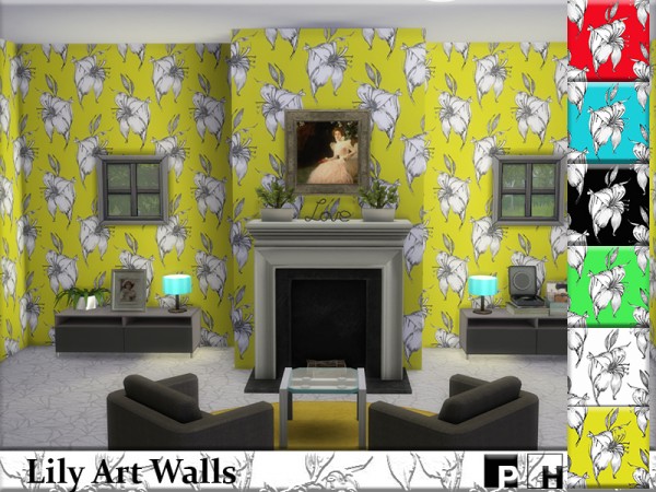  The Sims Resource: Lily Art Walls by Pinkfizzzzz